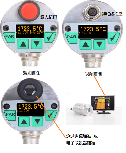 56系列紅外測溫儀4種瞄準(zhǔn)方式: 激光瞄準(zhǔn)、透鏡瞄準(zhǔn)、視頻瞄準(zhǔn)、電子取景器瞄準(zhǔn)