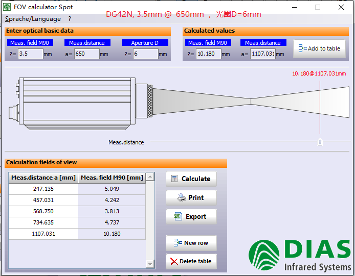 德國DIAS紅外測溫儀光斑計算圖示二